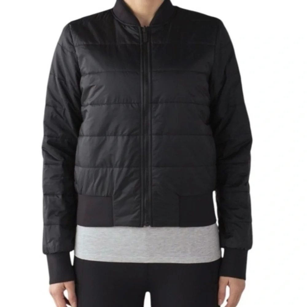 Lululemon womens black non stop reversible bomber jacket 12
